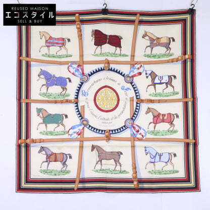 HERMES エルメス 【新品未使用】001356S 36 COUVERTURES ET TENUES DE JOUR 馬着 シルク カレ90 スカーフ