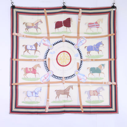HERMES エルメス 【新品未使用】001356S 36 COUVERTURES ET TENUES DE JOUR 馬着 シルク カレ90 スカーフ