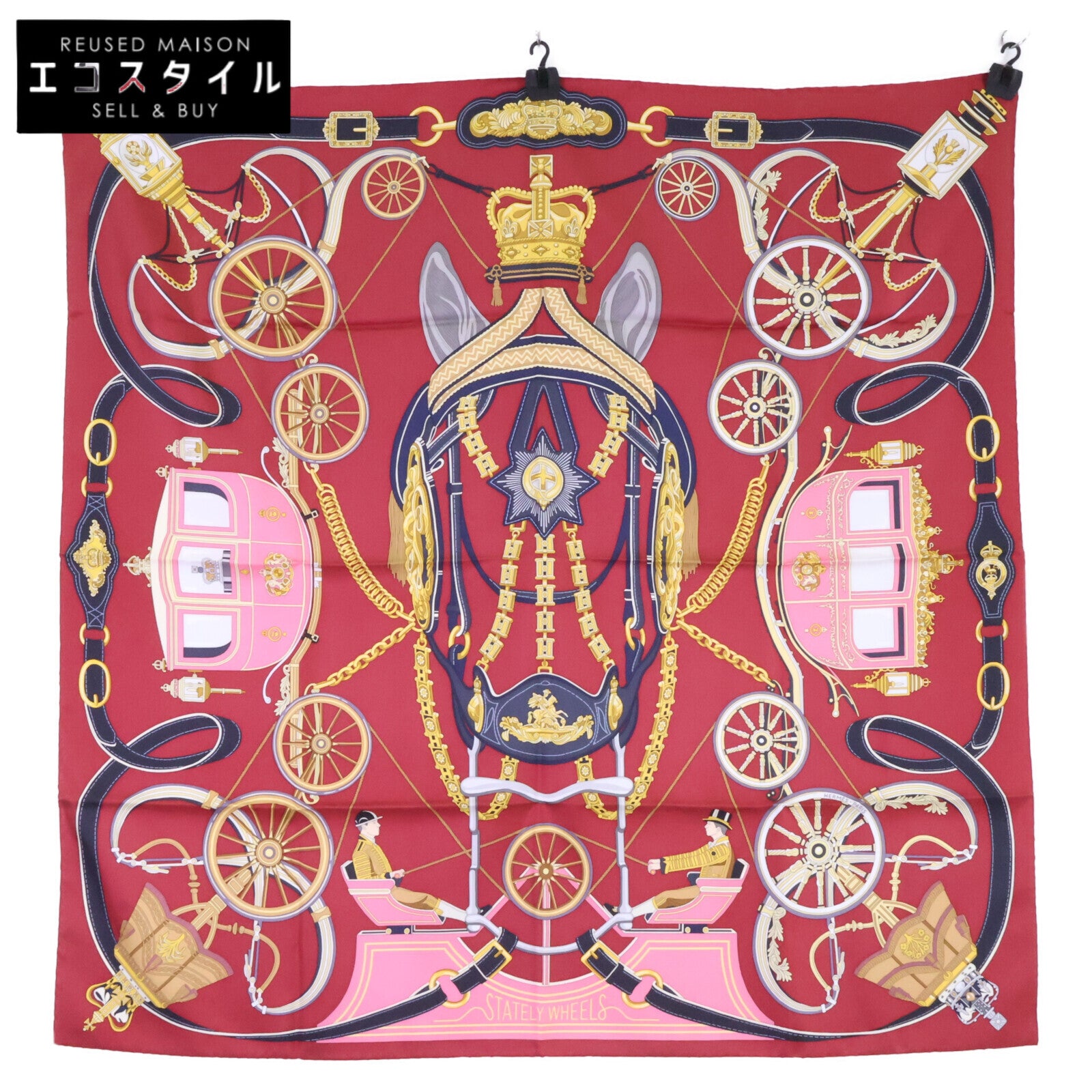 HERMES エルメス 【新品未使用】H004163S 02 STATELY WHEELS ステイトリー・ホイールズ シルク カレ90 スカーフ