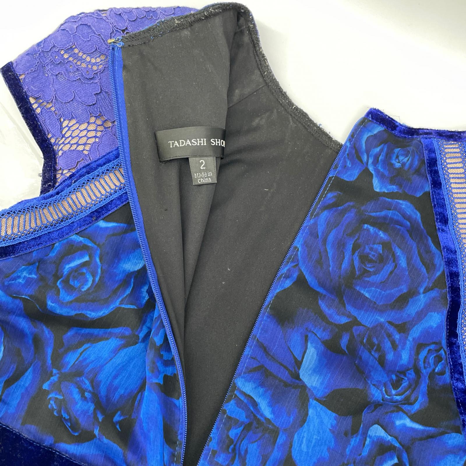 TADASHI SHOJI タダシショージ AZV17706MJ ブルーローズ柄ワンピース ワンピース