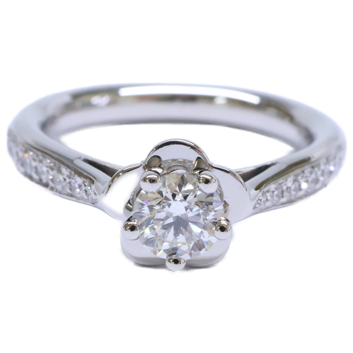 CHANEL シャネル 新品仕上げ済み Pt950 CMLA Soli Pave 0.32ct カメリアハーフエタニティ リング 指輪