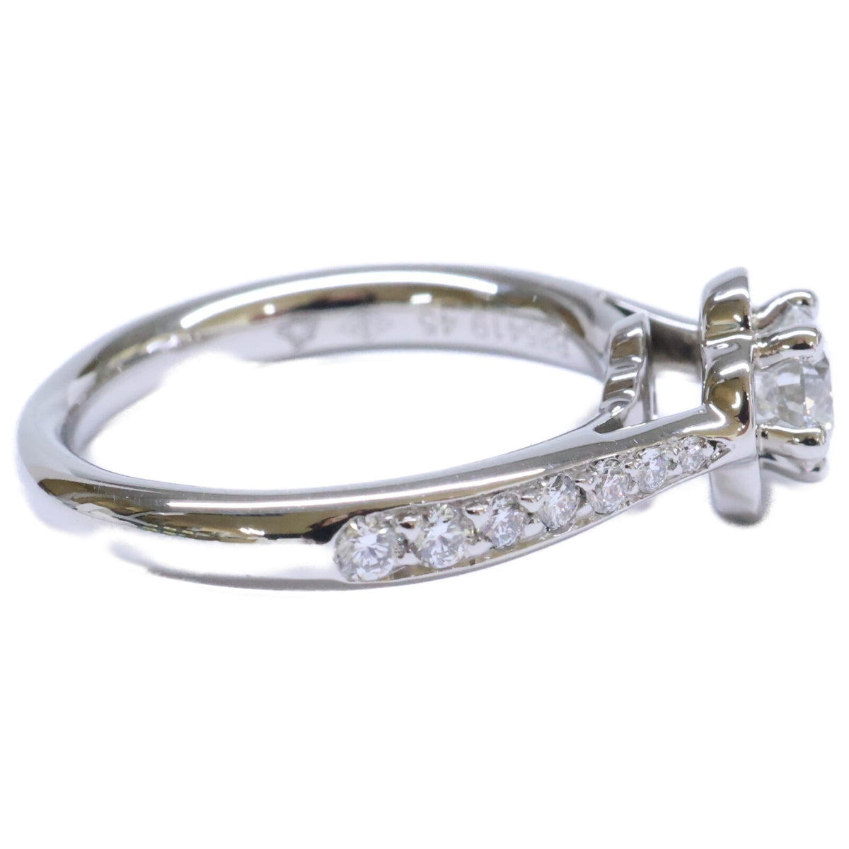 CHANEL シャネル 新品仕上げ済み Pt950 CMLA Soli Pave 0.32ct カメリアハーフエタニティ リング 指輪
