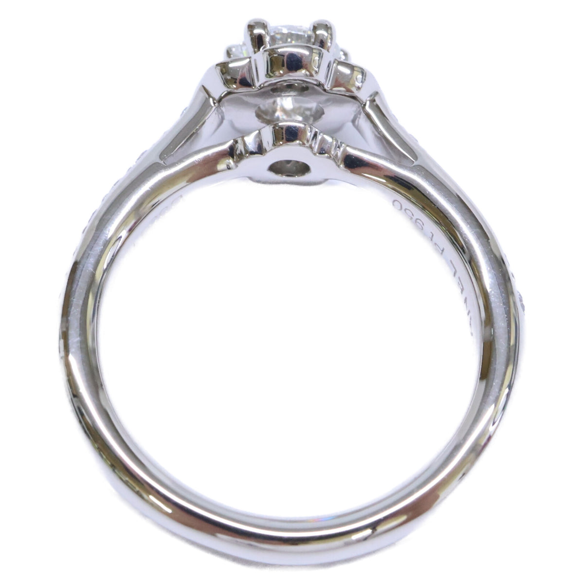 CHANEL シャネル 新品仕上げ済み Pt950 CMLA Soli Pave 0.32ct カメリアハーフエタニティ リング 指輪