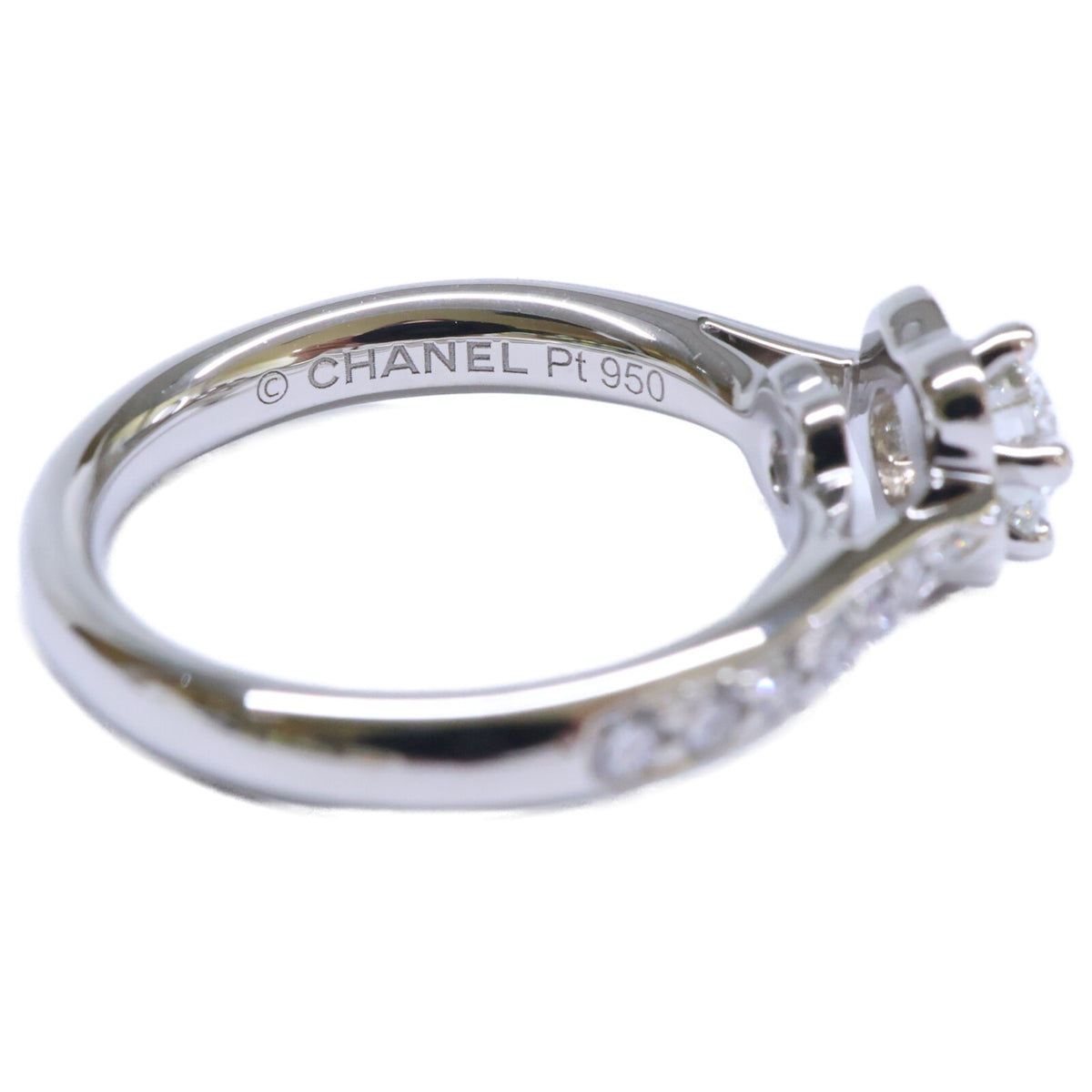 CHANEL シャネル 新品仕上げ済み Pt950 CMLA Soli Pave 0.32ct カメリアハーフエタニティ リング 指輪