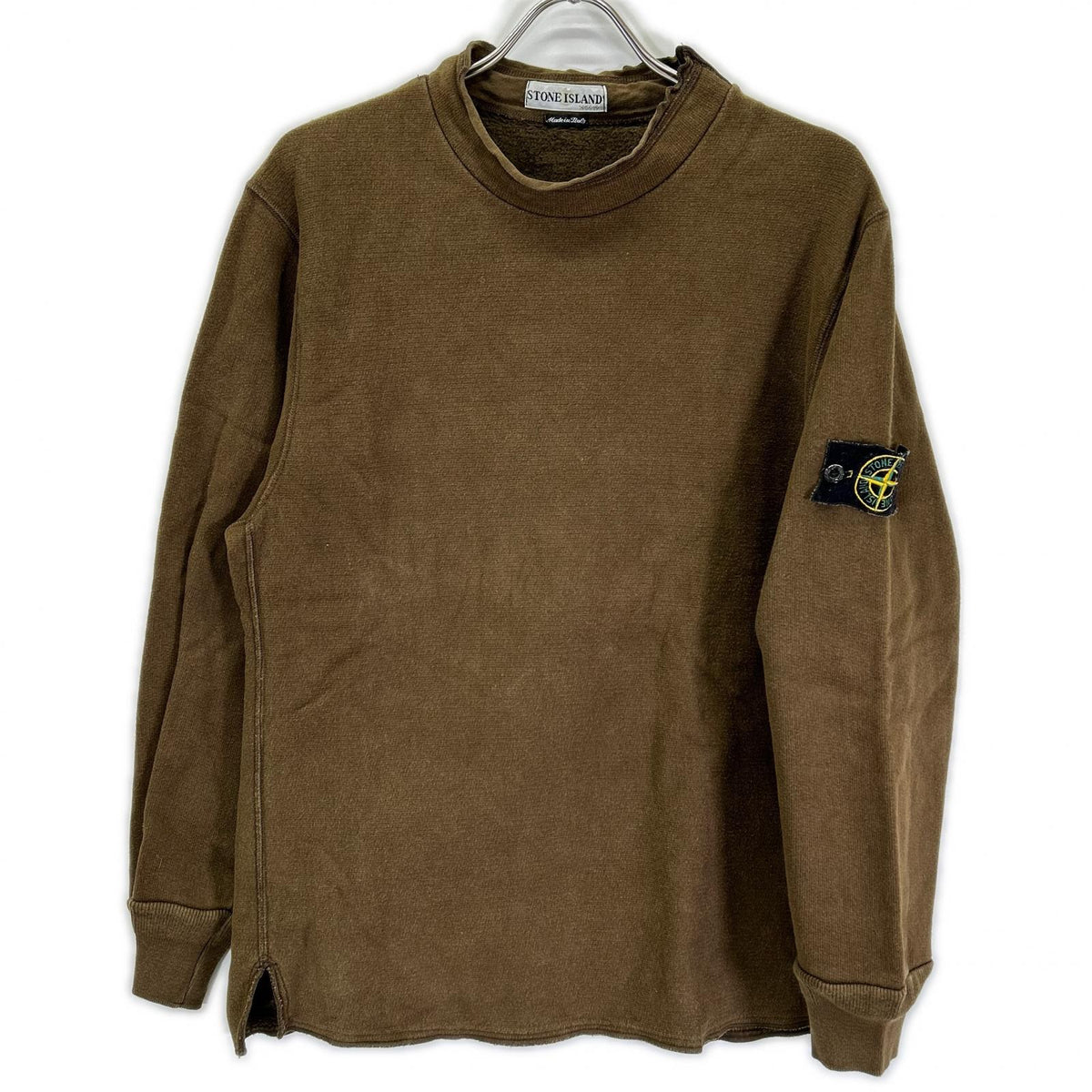 STONE ISLAND ストーンアイランド カーキ L/Sカットソー　モックネック トップス