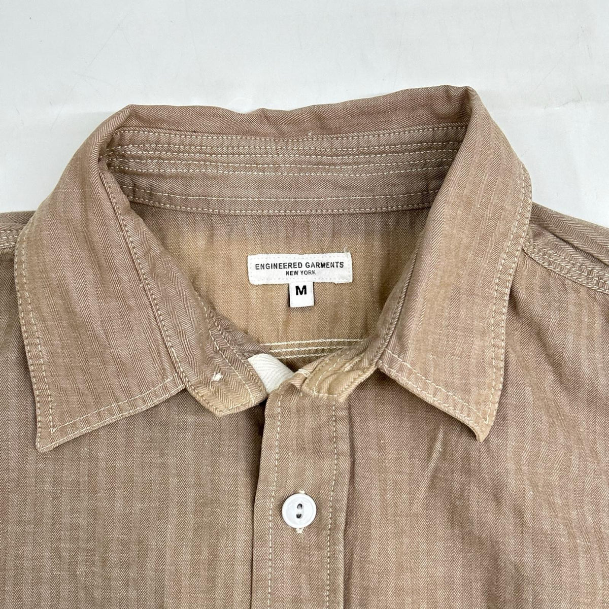 Engineered Garments エンジニアードガーメンツ ベージュ ストライプ ワークシャツ トップス
