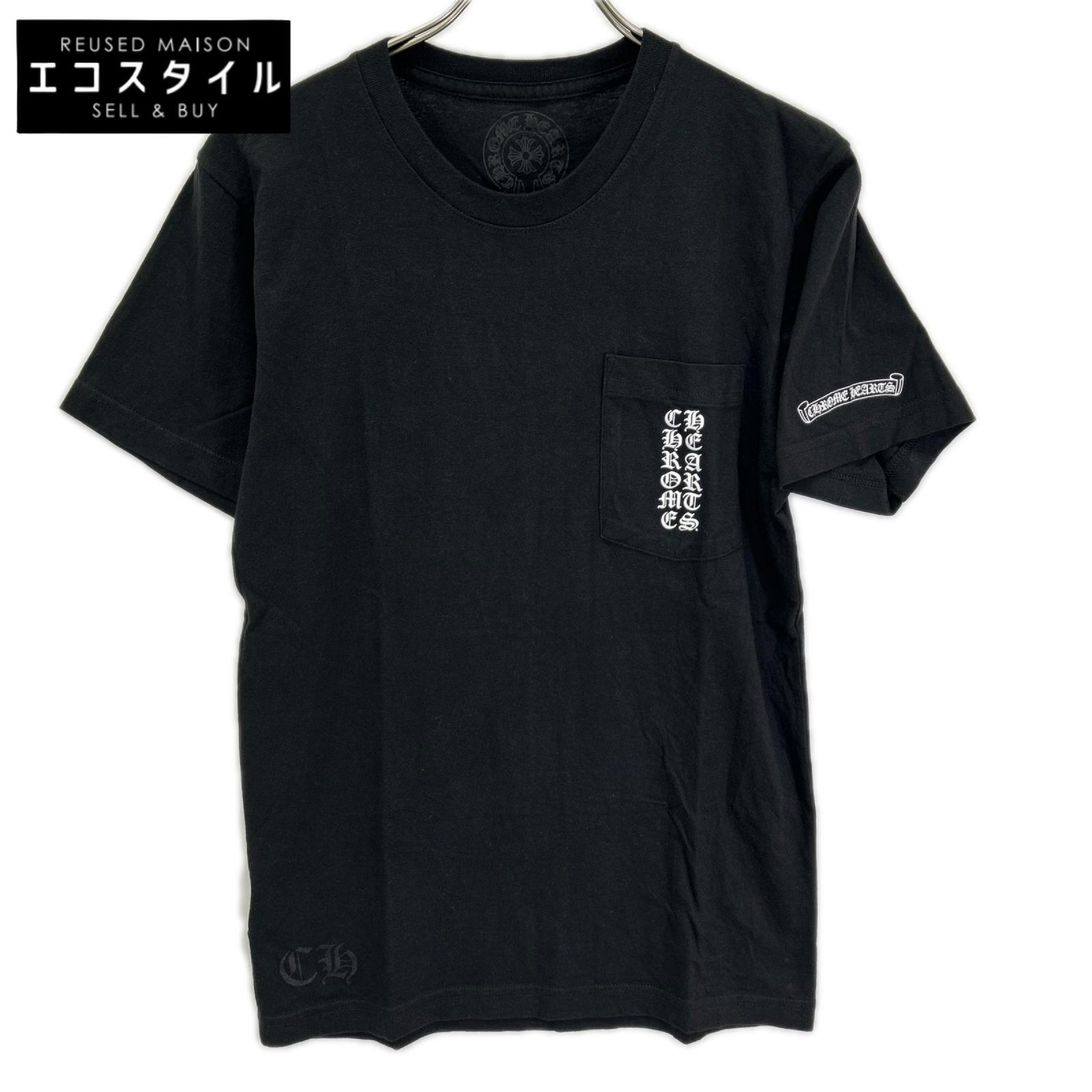 Chrome hearts クロムハーツ ブラック Osaka Scroll Label Logo Tee トップス