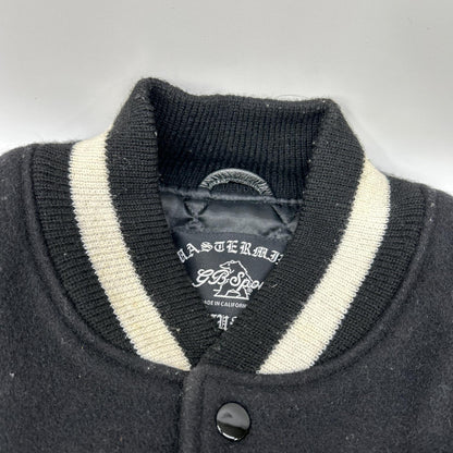 mastermind マスターマインド ×ステューシー 7750 スカル刺繍 袖レザースタジャン ジャケット