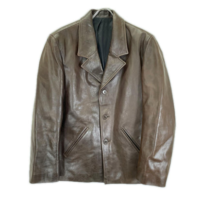 agnes b アニエスベー HOMME フランス製 ブラウン レザーテーラードジャケット ジャケット