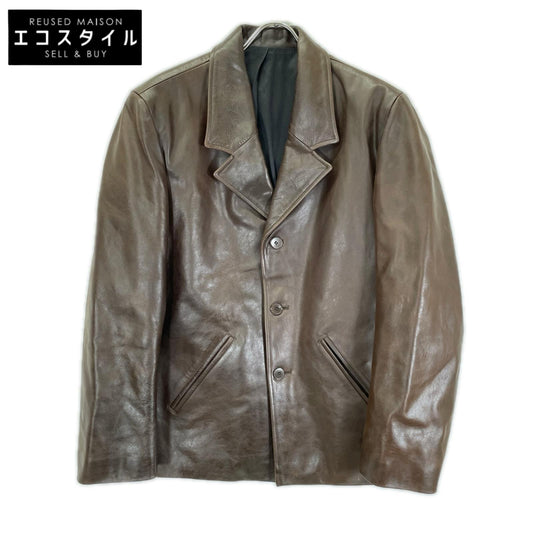 agnes b アニエスベー HOMME フランス製 ブラウン レザーテーラードジャケット ジャケット