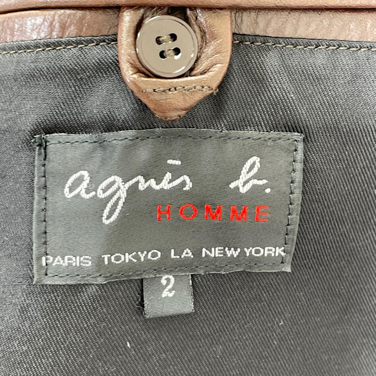 agnes b アニエスベー HOMME フランス製 ブラウン レザーテーラードジャケット ジャケット