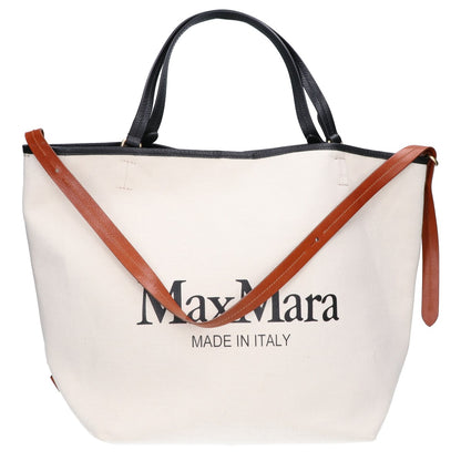 Max Mara マックスマーラ ロゴ キャンバス/レザー 2WAY トートバッグ
