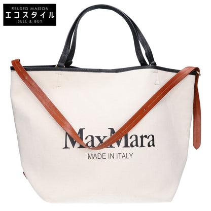 Max Mara マックスマーラ ロゴ キャンバス/レザー 2WAY トートバッグ