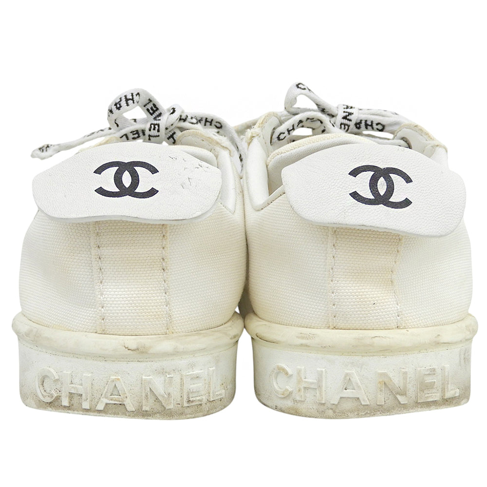 CHANEL シャネル ココマーク キャンバス ローカット スニーカー シューズ レディース ホワイト 38 G34085 シューズ