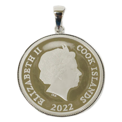 QVC QVC 純プラチナ/Pt900 ローズ＆エリザベス2世2022年20ドルコイン 1/10oz ペンダントトップ