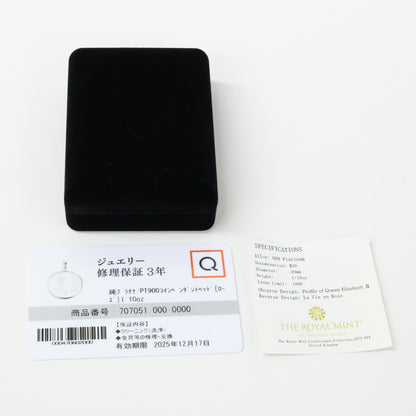 QVC QVC 純プラチナ/Pt900 ローズ＆エリザベス2世2022年20ドルコイン 1/10oz ペンダントトップ