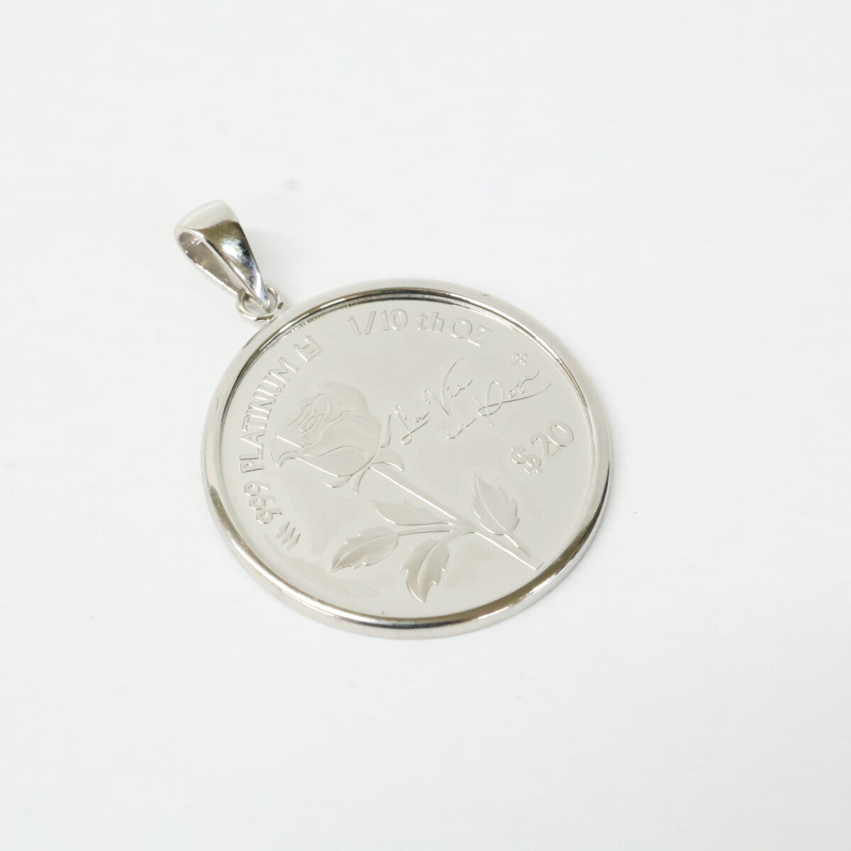 QVC QVC 純プラチナ/Pt900 ローズ＆エリザベス2世2022年20ドルコイン 1/10oz ペンダントトップ