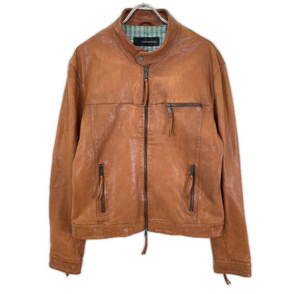 DSQUARED2 ディースクエアード 01年製 74AM249 ブラウン ゴートレザーシングルライダースジャケット ジャケット