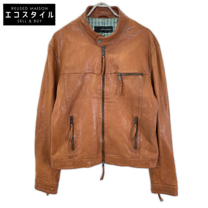 DSQUARED2 ディースクエアード 01年製 74AM249 ブラウン ゴートレザーシングルライダースジャケット ジャケット