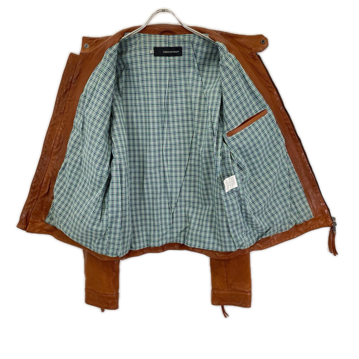 DSQUARED2 ディースクエアード 01年製 74AM249 ブラウン ゴートレザーシングルライダースジャケット ジャケット