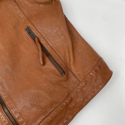 DSQUARED2 ディースクエアード 01年製 74AM249 ブラウン ゴートレザーシングルライダースジャケット ジャケット