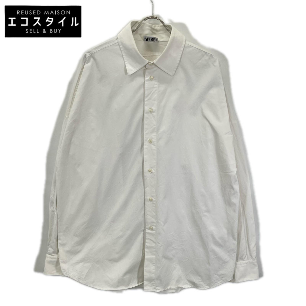 DIESEL ディーゼル 23SS ホワイト S-LIMO-LOGO オーバルD ルーズフィットシャツ トップス