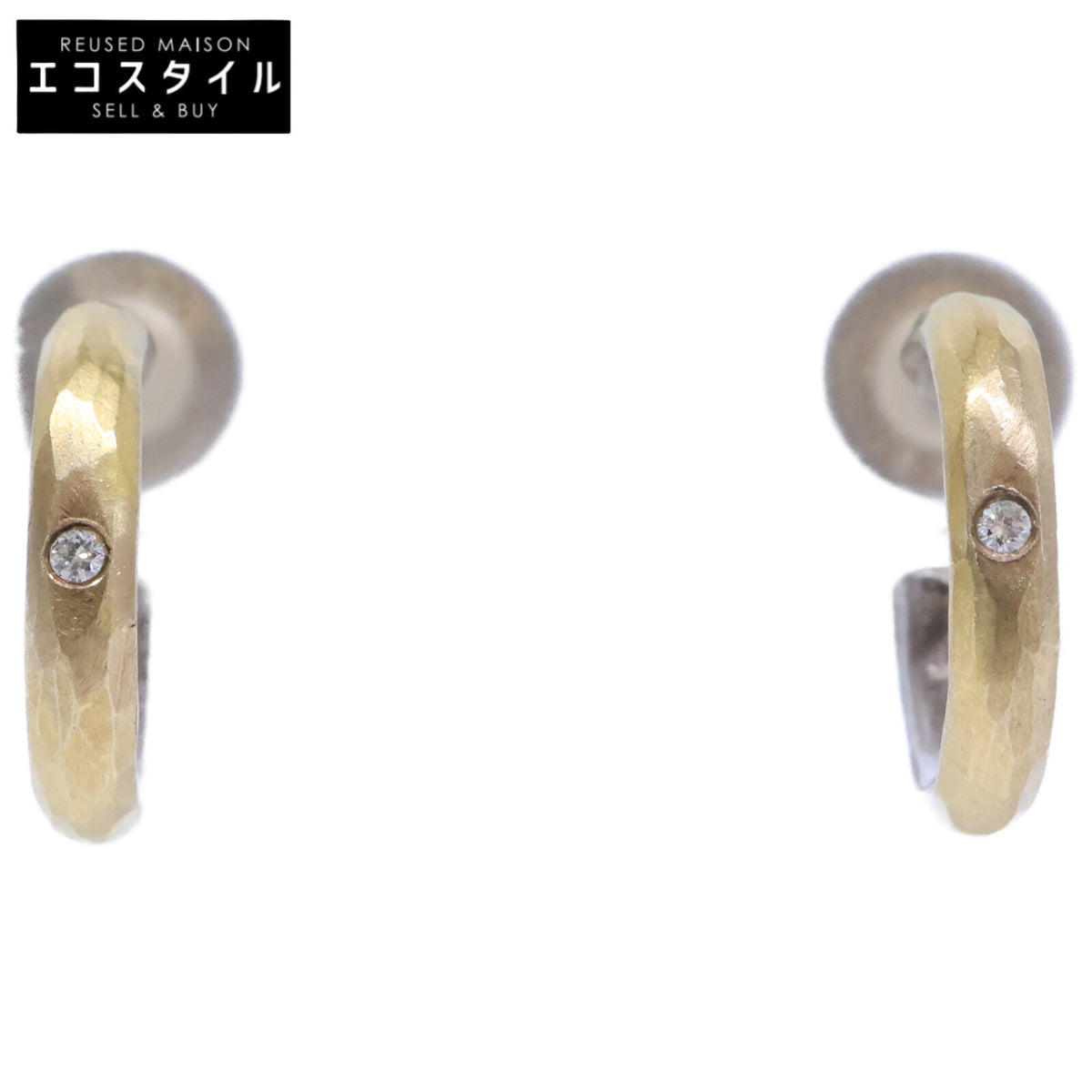 MALCOLM BETTS マルコムベッツ K22 x 925 1Pダイヤモンドコンビハンマリング ピアス