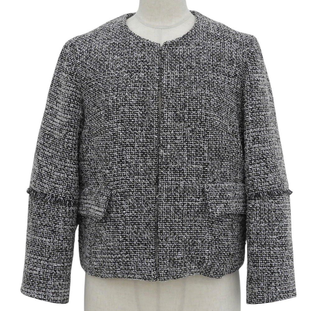 DoCLASSE ドゥクラッセ 美品 THE CLASSE ファンシーツイード Cカラー ジャケット レディース ブラック×ホワイト系 9 31405ー094 ブラック/ホワイト系 ジャケット