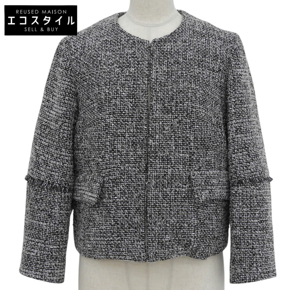 DoCLASSE ドゥクラッセ 美品 THE CLASSE ファンシーツイード Cカラー ジャケット レディース ブラック×ホワイト系 9 31405ー094 ブラック/ホワイト系 ジャケット