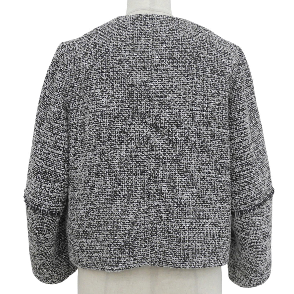 DoCLASSE ドゥクラッセ 美品 THE CLASSE ファンシーツイード Cカラー ジャケット レディース ブラック×ホワイト系 9 31405ー094 ブラック/ホワイト系 ジャケット