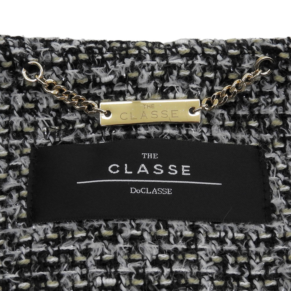 DoCLASSE ドゥクラッセ 美品 THE CLASSE ファンシーツイード Cカラー ジャケット レディース ブラック×ホワイト系 9 31405ー094 ブラック/ホワイト系 ジャケット