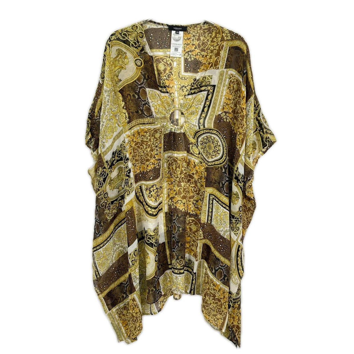 VERSACE ヴェルサーチェ ABD40003 ゴールド系 バロッコメデューサ柄シルクワンピース ワンピース