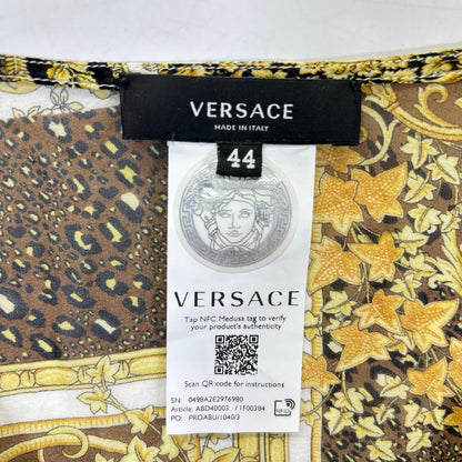 VERSACE ヴェルサーチェ ABD40003 ゴールド系 バロッコメデューサ柄シルクワンピース ワンピース