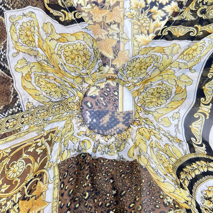 VERSACE ヴェルサーチェ ABD40003 ゴールド系 バロッコメデューサ柄シルクワンピース ワンピース