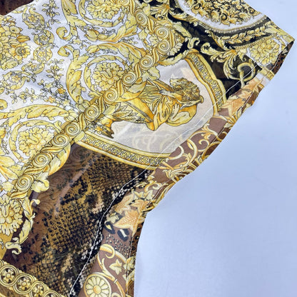 VERSACE ヴェルサーチェ ABD40003 ゴールド系 バロッコメデューサ柄シルクワンピース ワンピース