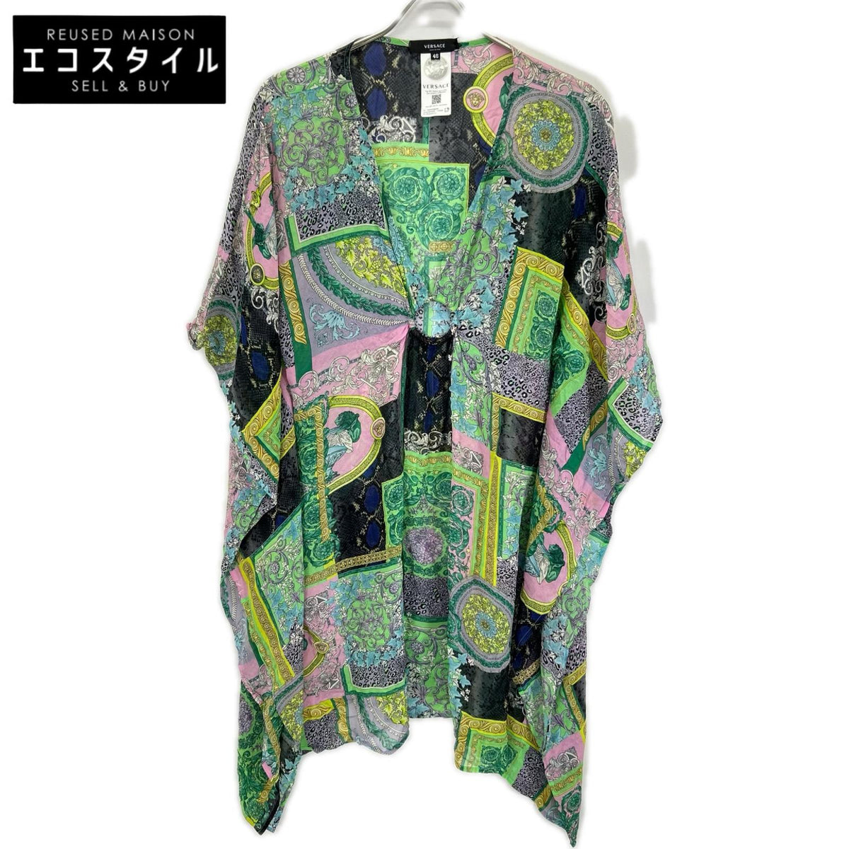 VERSACE ヴェルサーチェ ABD40003 マルチカラーバロッコメデューサ柄シルクワンピース ワンピース