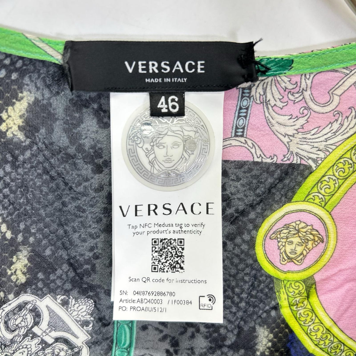 VERSACE ヴェルサーチェ ABD40003 マルチカラーバロッコメデューサ柄シルクワンピース ワンピース