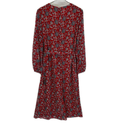 LAUREN RALPH LAUREN ローレン ラルフローレン レッドフラワープリント カシュクールL/Sワンピース ワンピース