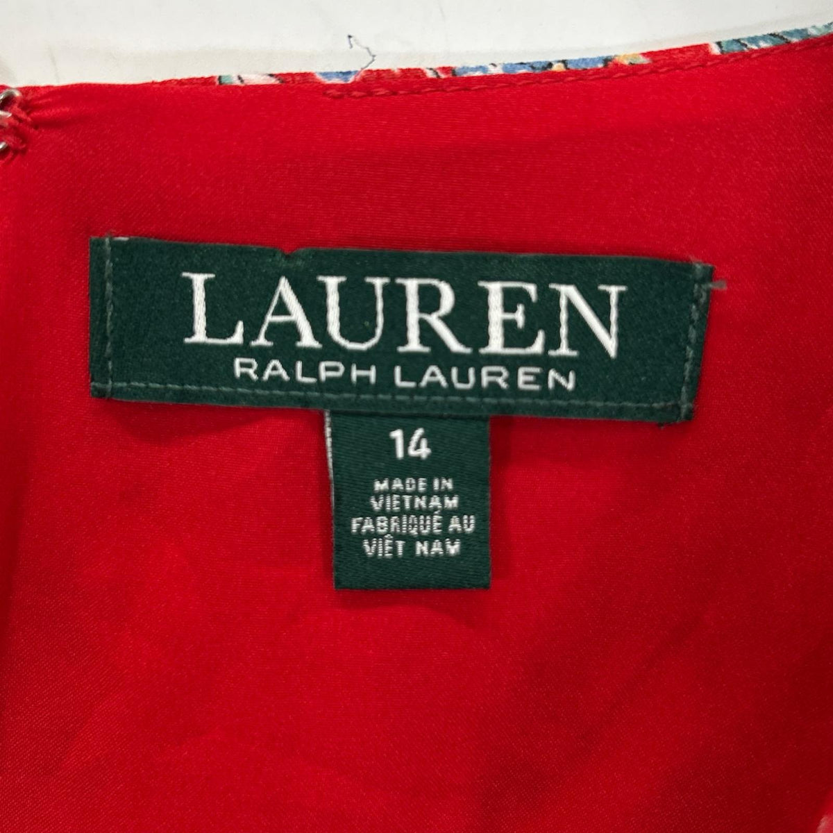 LAUREN RALPH LAUREN ローレン ラルフローレン レッドフラワープリント カシュクールL/Sワンピース ワンピース