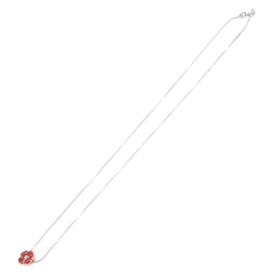 GSTV Like new Rosette Pt950 blood-red coral 1ct D0.06ct diamond pendant top/Pt850 chain necklace
