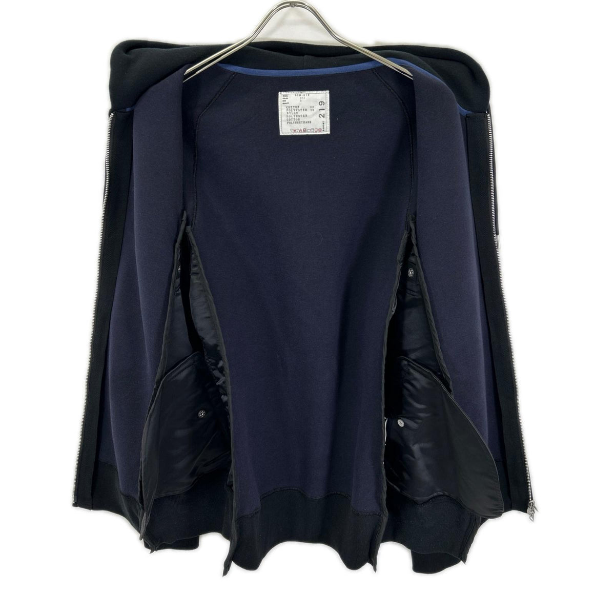 sacai サカイ SCM-219 Sponge Sweat x Nylon Twill Hoodie トップス