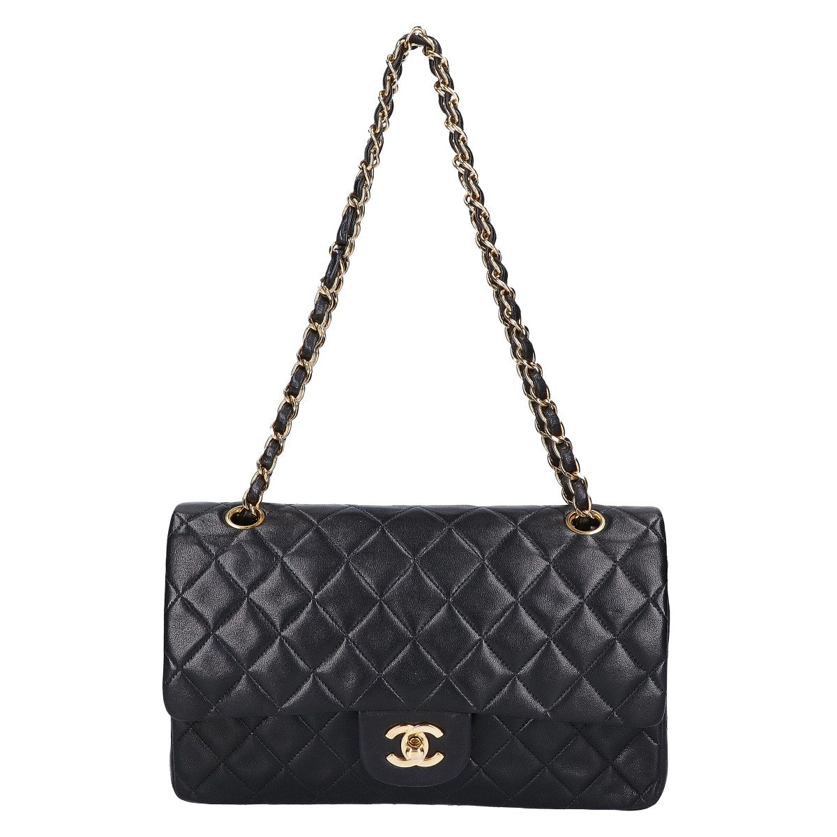 CHANEL シャネル A01112 5番台 ラムスキン ダブルフラップ マトラッセ25 チェーン ショルダーバッグ