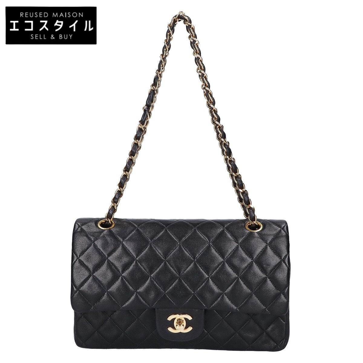 CHANEL シャネル A01112 5番台 ラムスキン ダブルフラップ マトラッセ25 チェーン ショルダーバッグ