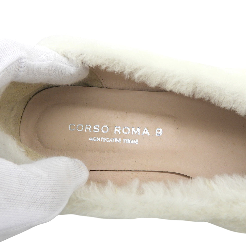 CORSO ROMA 9 コルソローマ シアリング フラット バレエシューズ レディース ホワイト 36 SIRIA500 シューズ