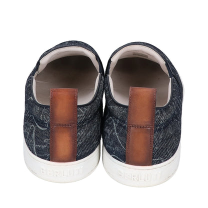 berluti ベルルッティ プレイタイムスクリットデニムカリグラフィ スリッポンスニーカー シューズ