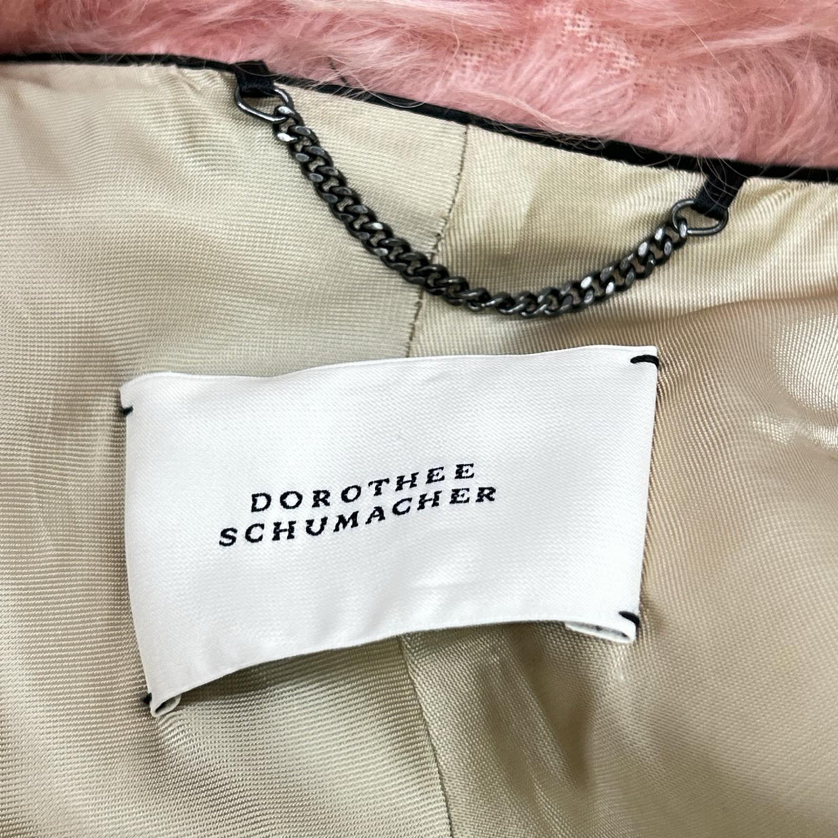 DOROTHEE SCHUMACHER ドロシーシューマッハ ピンク モヘヤコットン ファー ノーカラー コート コート