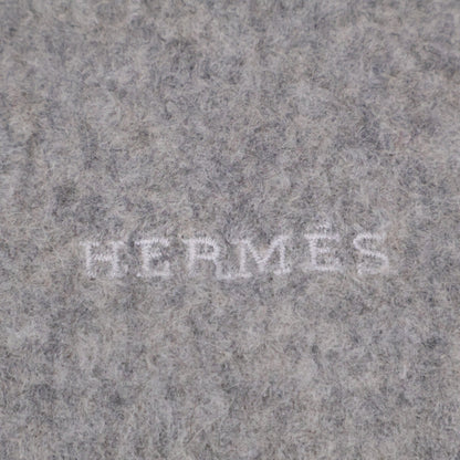 HERMES エルメス ロゴ刺繍 カシミヤ フリンジ マフラー