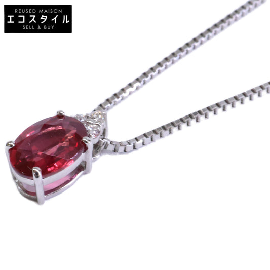 QVC QVC 新品同様 Pt950 ピジョンブラッドルビー1.0ct ダイヤモンド0.03ct トップ/Pt850チェーン ネックレス