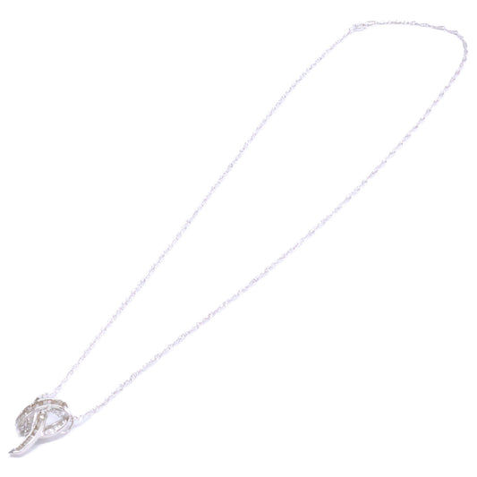 GSTV ジーエスティーブイ 新品同様 MARIデザイン K18WG テーパーダイヤモンド0.56ctリボンハート ネックレス
