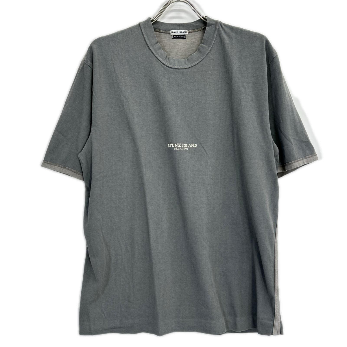 STONE ISLAND ストーンアイランド 38152F46/1250 グレー 20th Taping Tee ロゴ半袖Tシャツ トップス